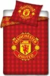 Manchester United FC dekbed overtrekset rood geruit Logo - 140x200 cm
