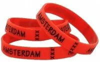 Armbandje - rubber - rood - Amsterdam xxx